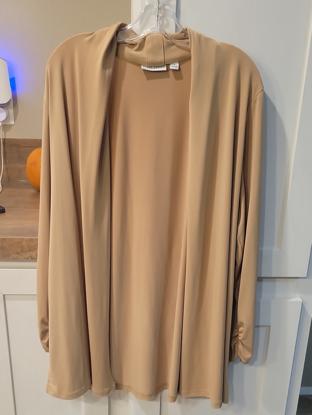 Susan Graver Beige Open-Front Jacket